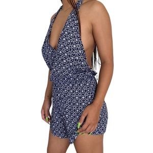 LF Blue Halter Romper